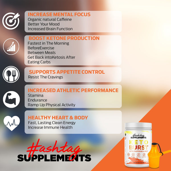 Keto Burst - BHB Kentones with Caffeine and MCT - Orange Mango Keto Burst - BHB Kentones With Caffeine And MCT - Orange Mango