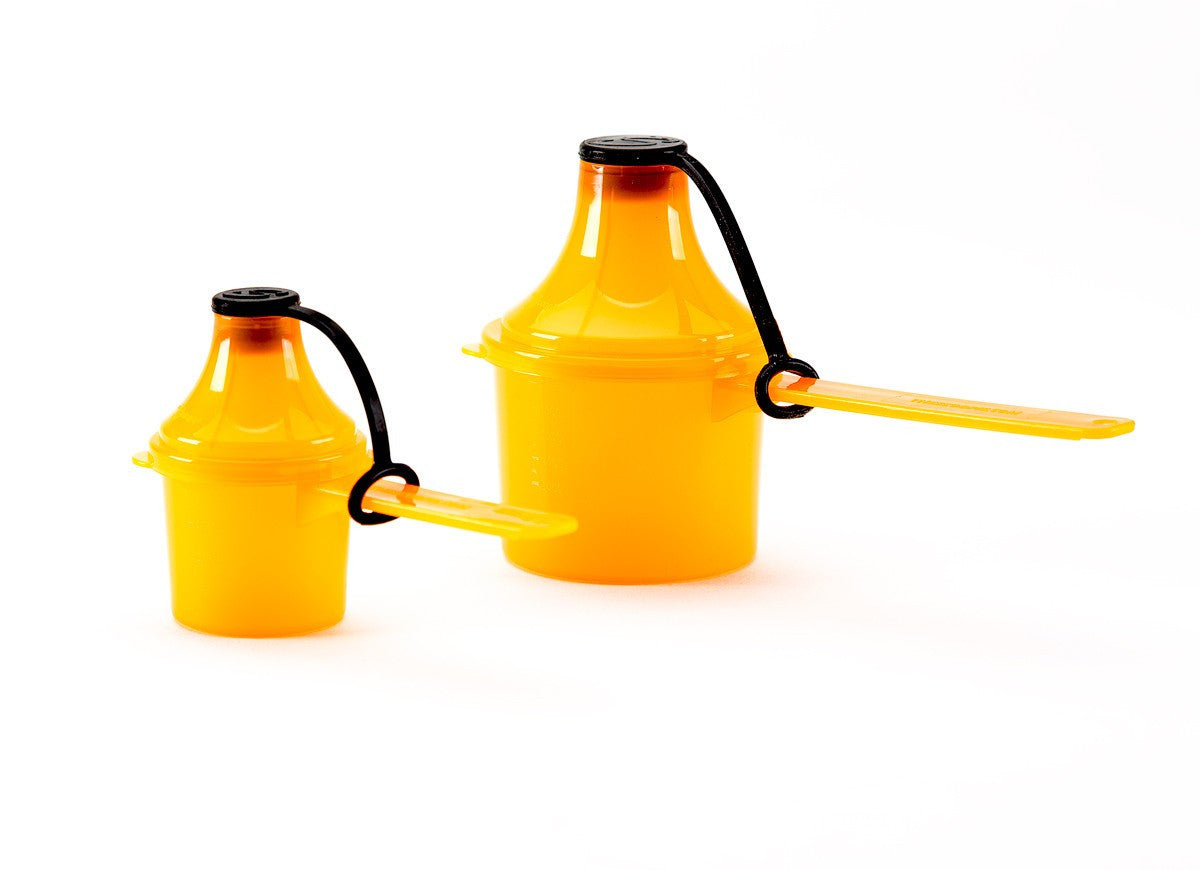 The Scoopie - 2 Pack (Double Pack) - 25 cc/mL 80 cc/mL - Pre (Small) and Post (Big) Workout Containers and Dispensers The Scoopie - Scoopie Portable Scoop Funnel 25cc/80cc Pre Post Double Pack